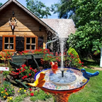 Solar-Springbrunnen schwimmend für Gartenteich, Ø 17 cm
