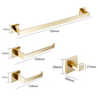 Badezimmer-Accessoire-Set aus Aluminium in Gebürstetem Gold