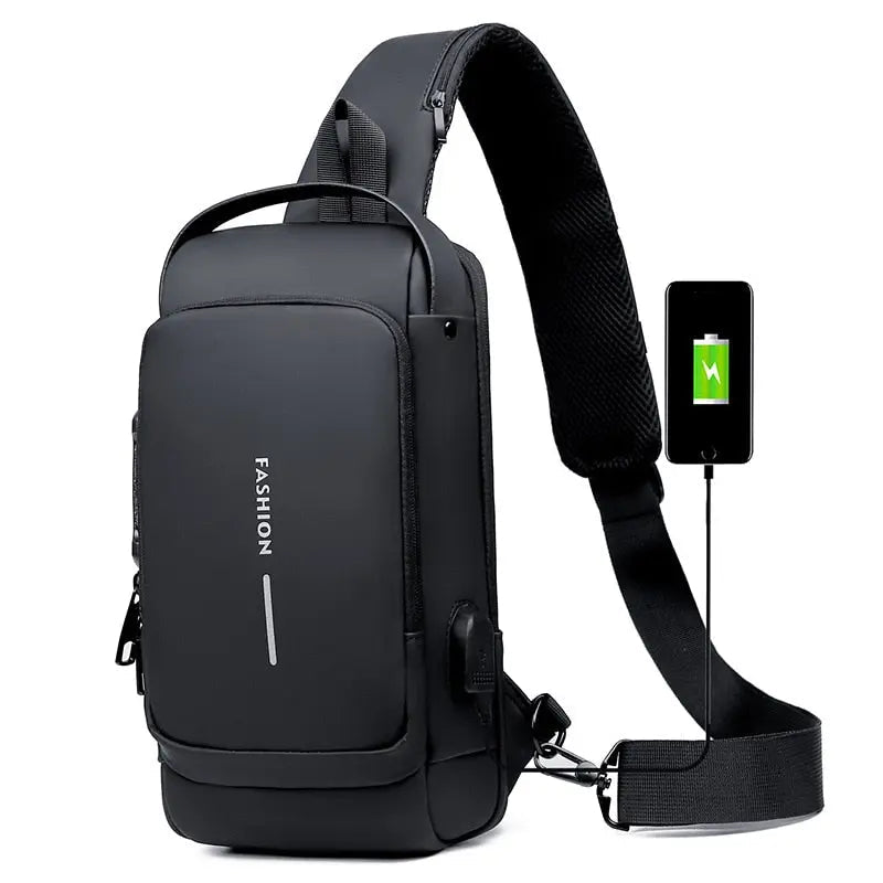 Schnittfester Sicherheitsrucksack mit USB-Ladeanschluss