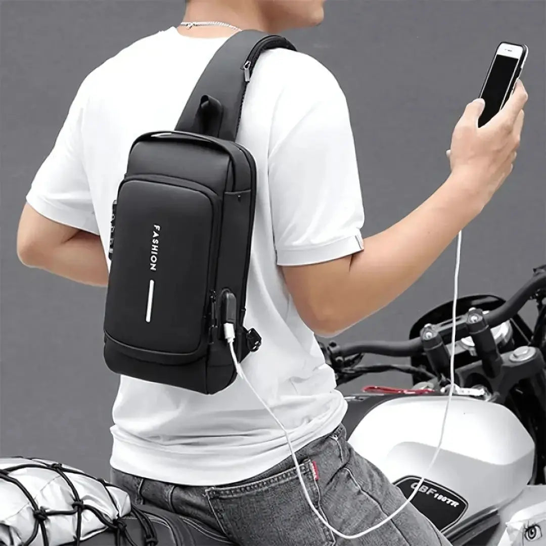 Schnittfester Sicherheitsrucksack mit USB-Ladeanschluss