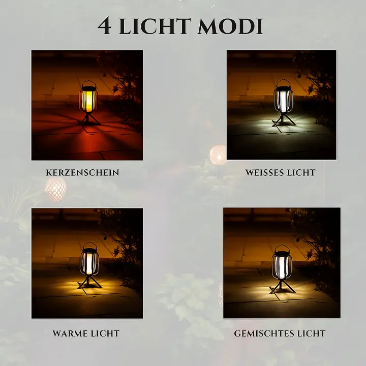 Solar-Flammenlaterne mit 4 Leuchtmodi – Wetterfestes Licht für Garten, Terrasse & Camping