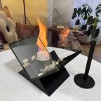 Bio-Ethanol Tischkamin aus Stahl mit verspiegelten Paneelen