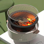 Tragbarer Holzkohlegrill aus Edelstahl mit Holzgriffen