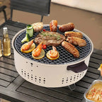 Tragbarer Holzkohlegrill aus Edelstahl mit Holzgriffen