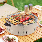 Tragbarer Holzkohlegrill aus Edelstahl mit Holzgriffen