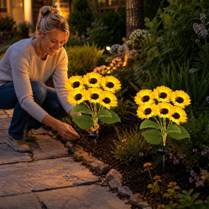 Solar Sonnenblumen-Gartenleuchten mit 6 Blüten