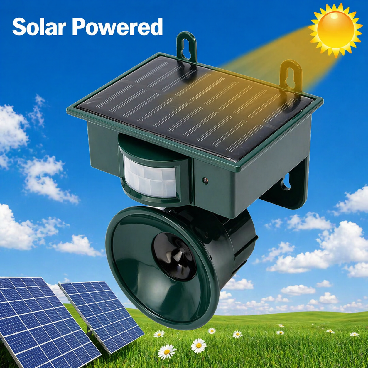 Solar-Vogelabwehr mit PIR-Sensor und Raubvogelrufen