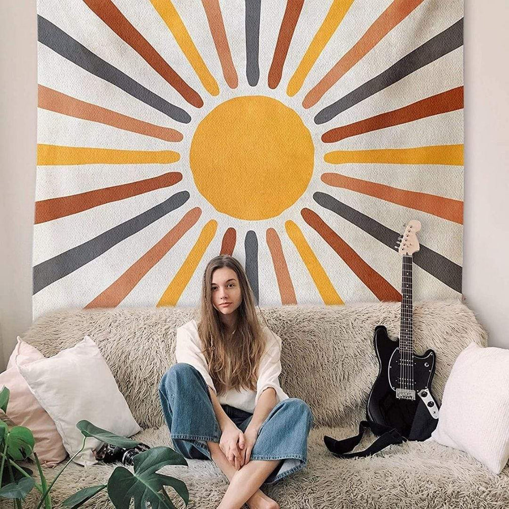 Wandteppich Sonnenmotiv Boho-Stil