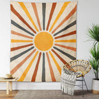 Wandteppich Sonnenmotiv Boho-Stil