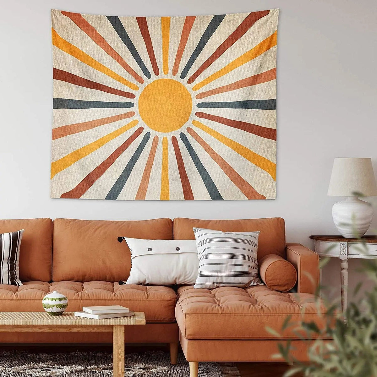 Wandteppich Sonnenmotiv Boho-Stil