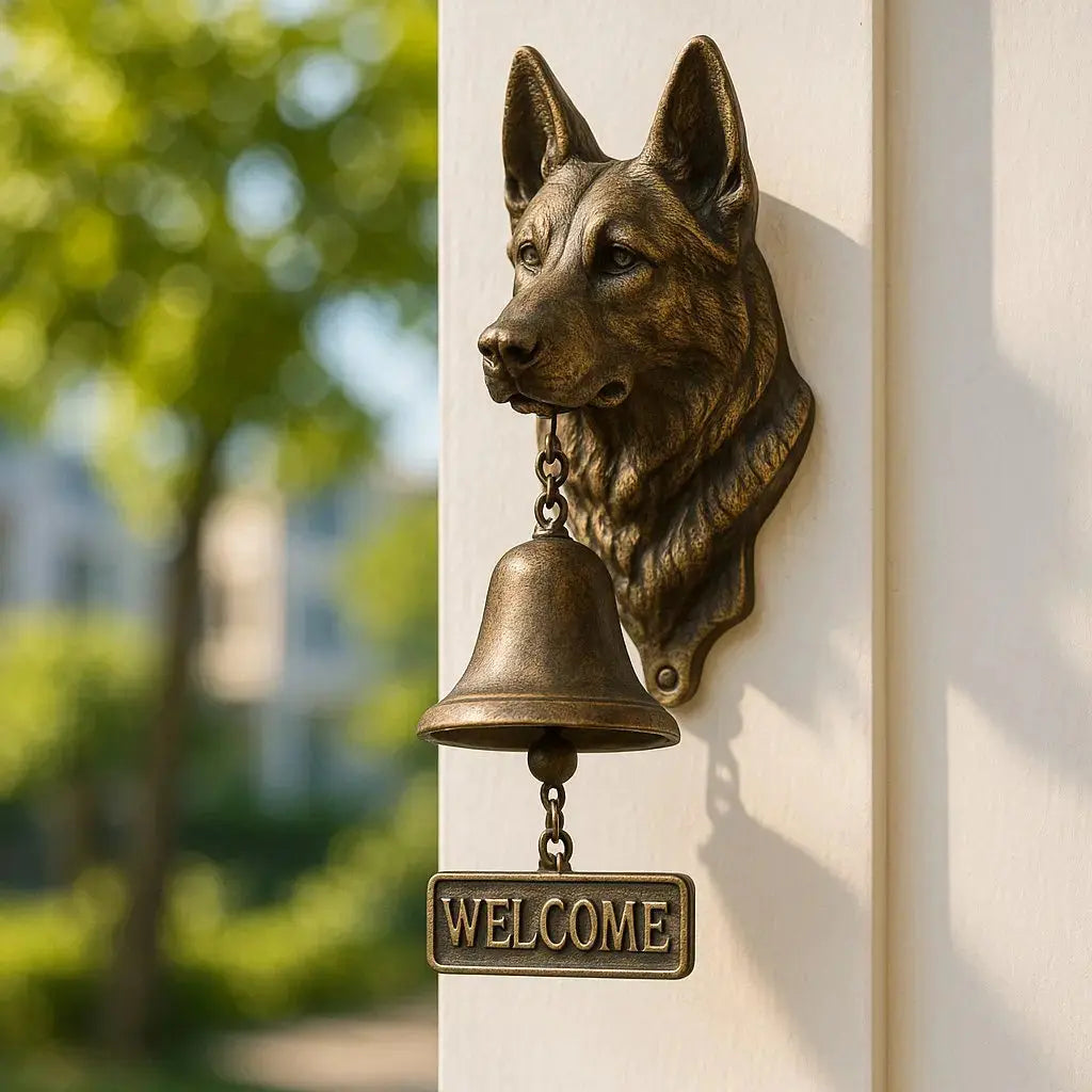 Willkommensglocke Hundedesign mit antikem Bronze-Finish