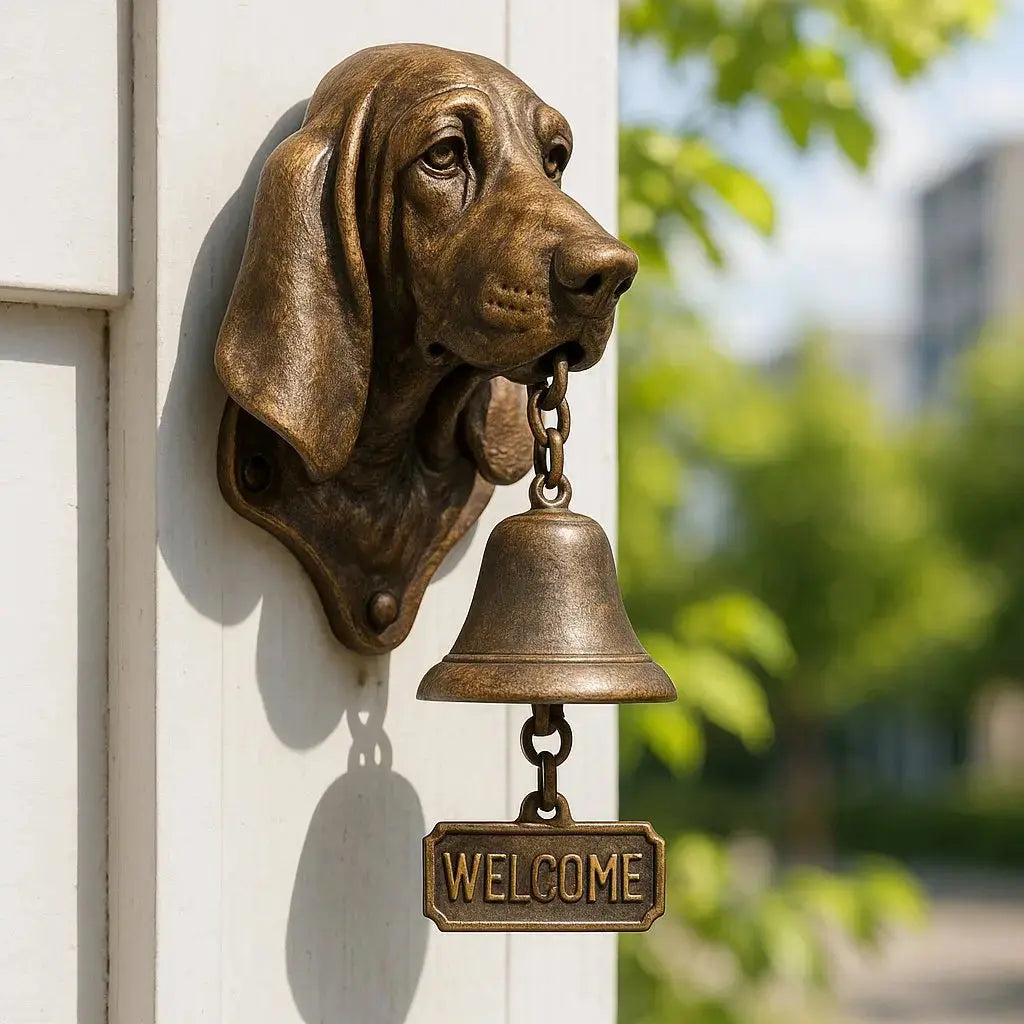 Willkommensglocke Hundedesign mit antikem Bronze-Finish