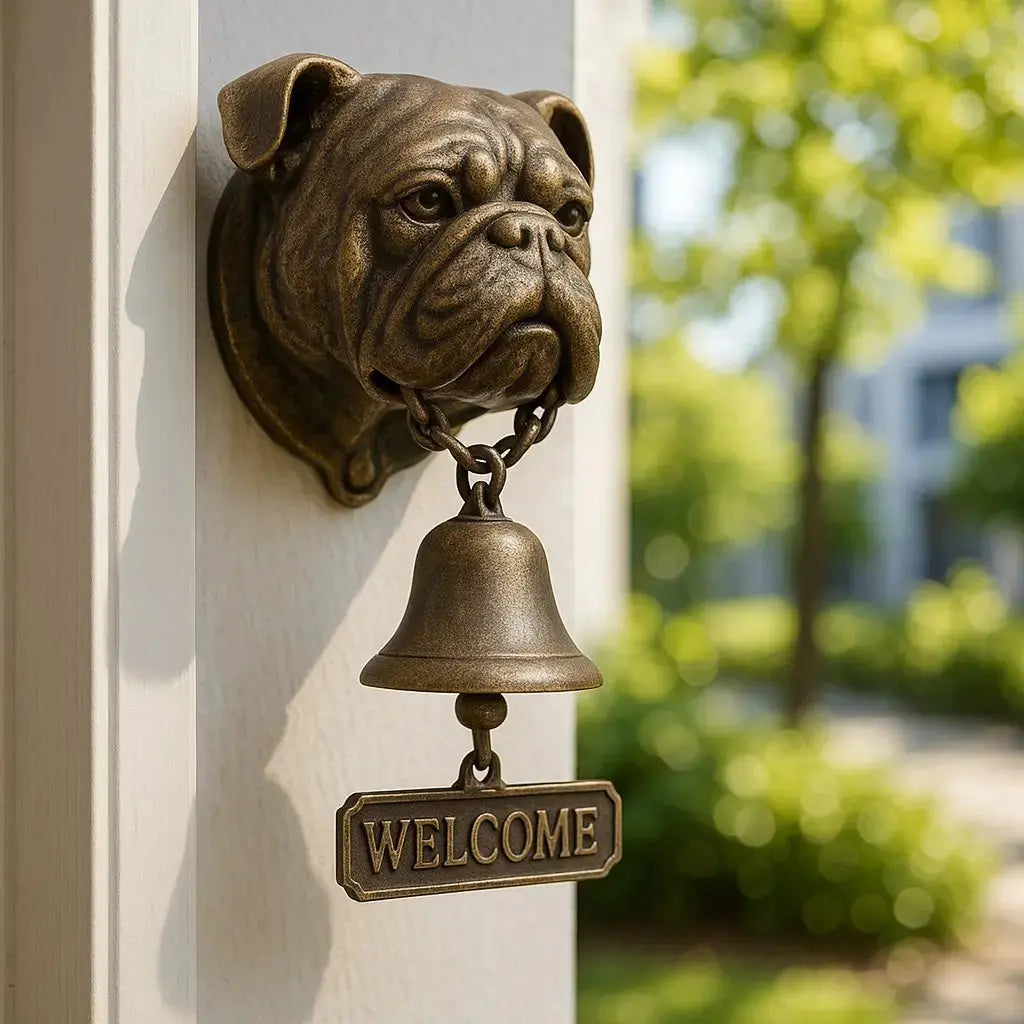 Willkommensglocke Hundedesign mit antikem Bronze-Finish