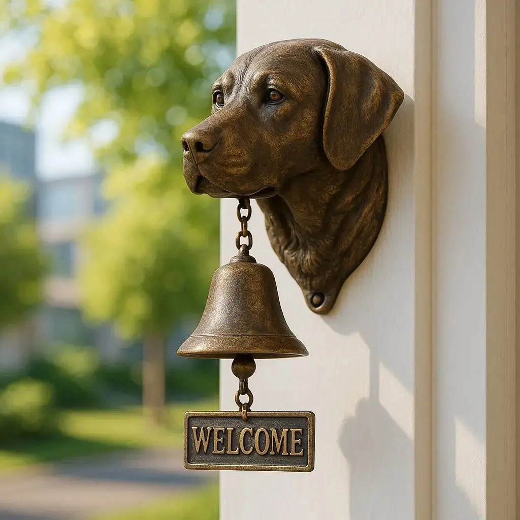Willkommensglocke Hundedesign mit antikem Bronze-Finish