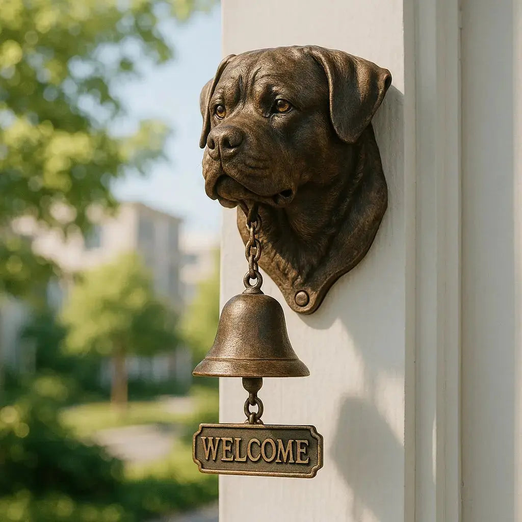 Willkommensglocke Hundedesign mit antikem Bronze-Finish