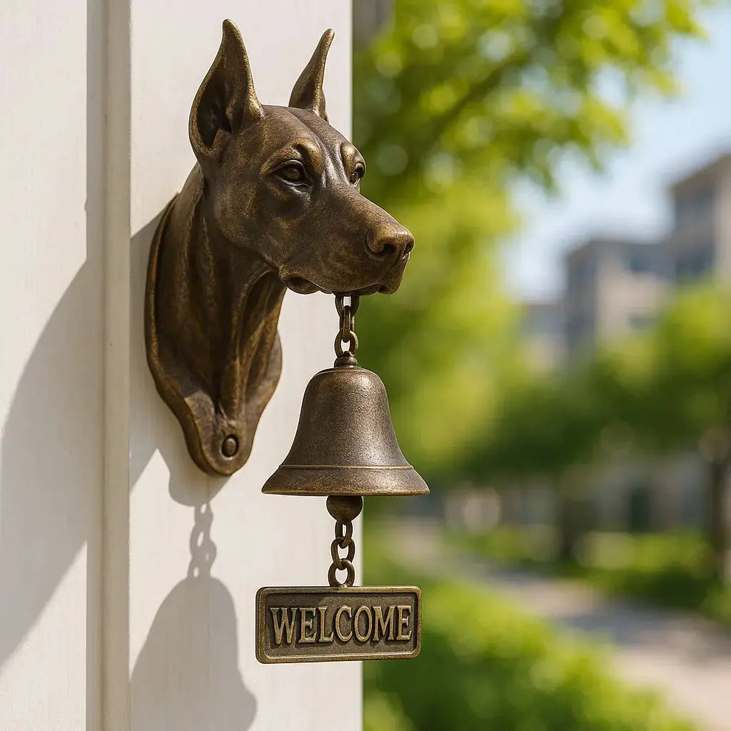Willkommensglocke Hundedesign mit antikem Bronze-Finish