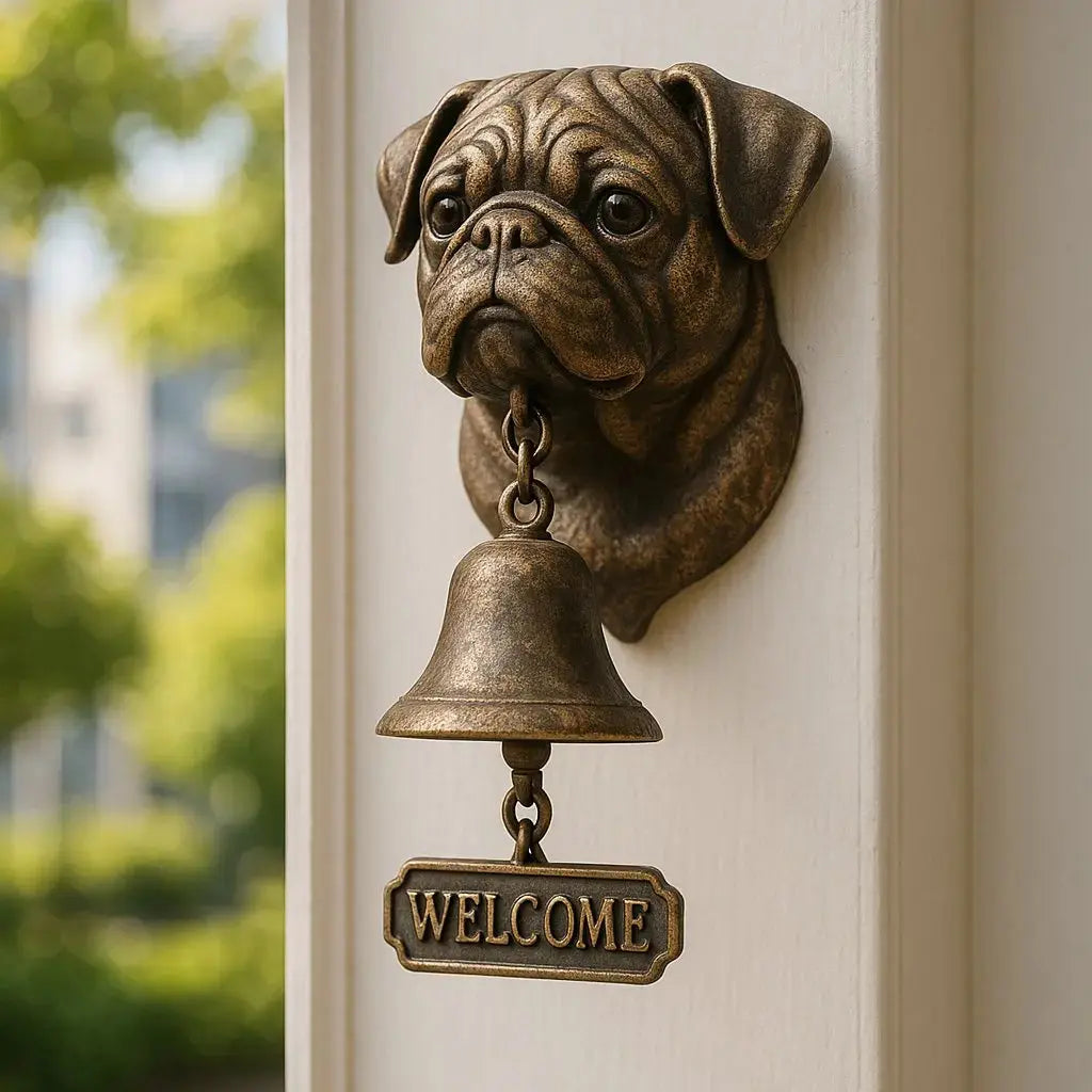 Willkommensglocke Hundedesign mit antikem Bronze-Finish
