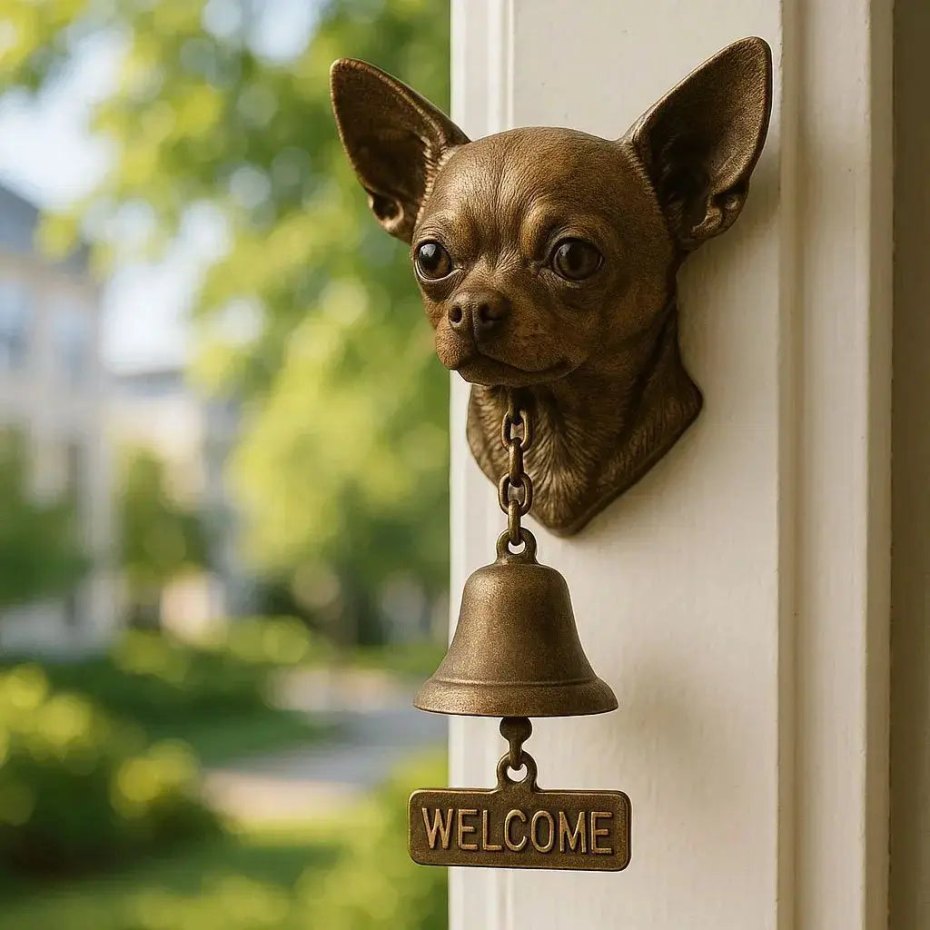 Willkommensglocke Hundedesign mit antikem Bronze-Finish