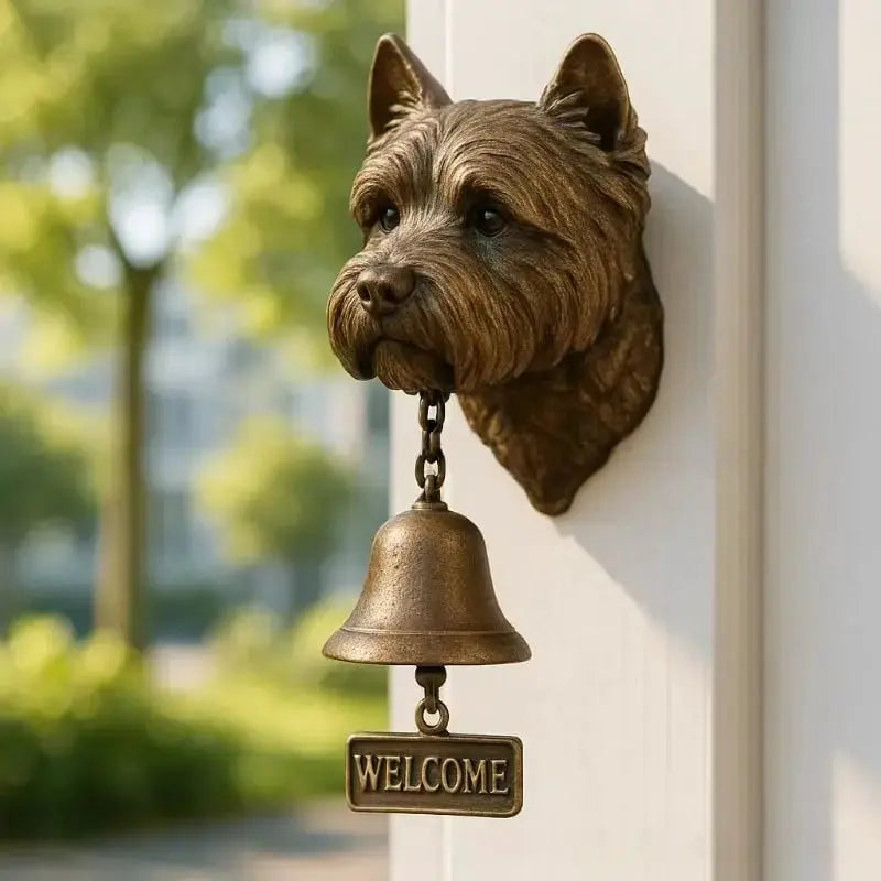 Willkommensglocke Hundedesign mit antikem Bronze-Finish