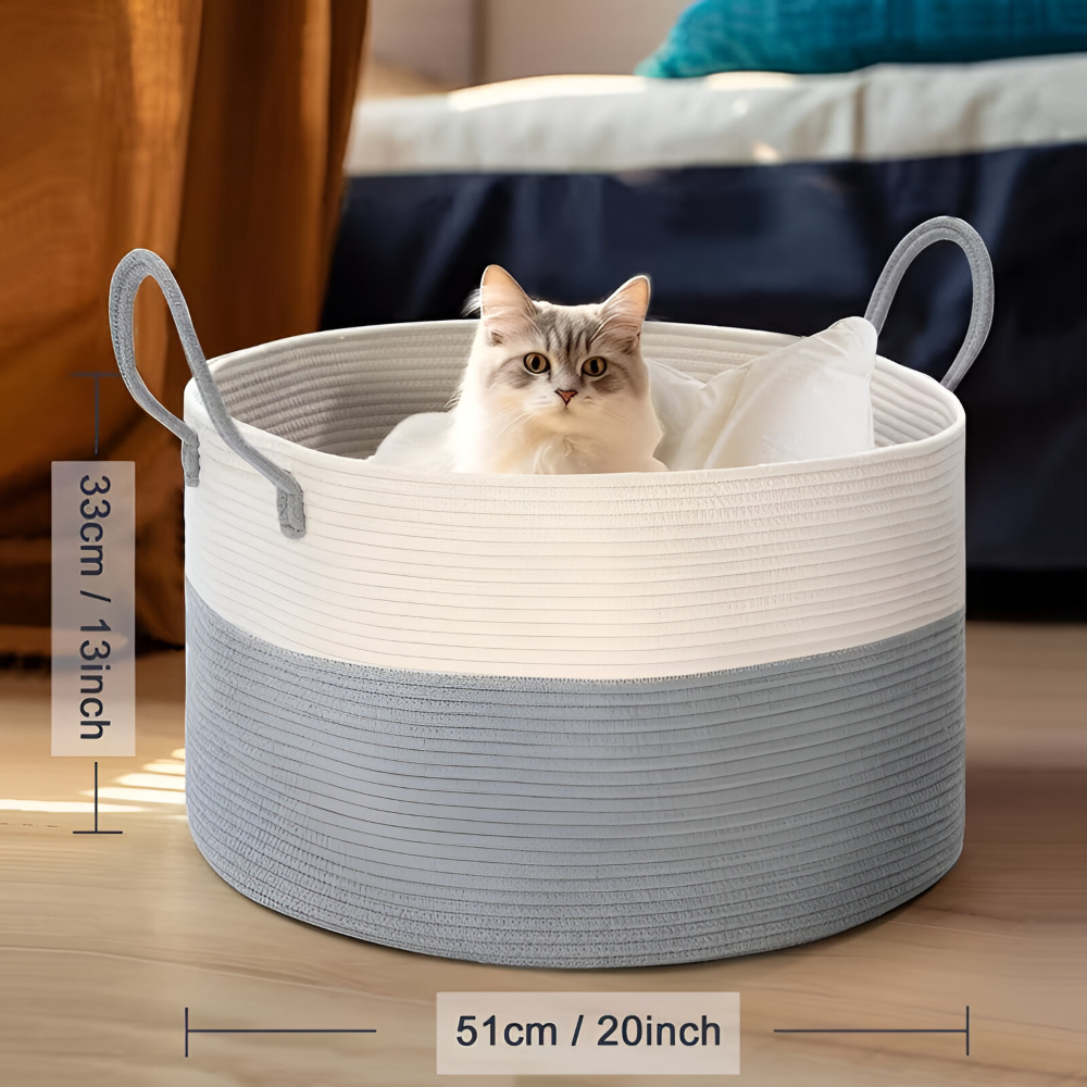 Aufbewahrungskorb aus Polyester – Zweifarbig Braun-Grau
