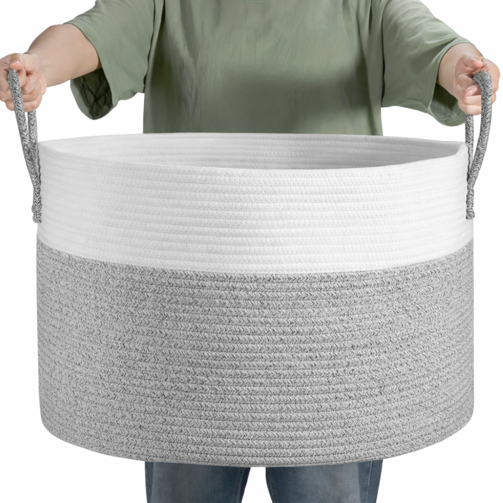 Aufbewahrungskorb aus Polyester – Zweifarbig Braun-Grau