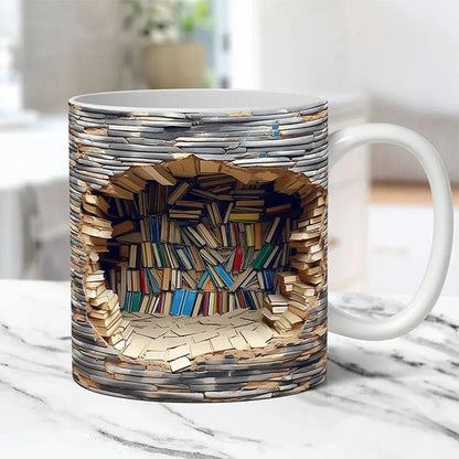 3D Bücherregal Tasse | Kreativ | Geschenkbereit zum Verschenken | Keramik
