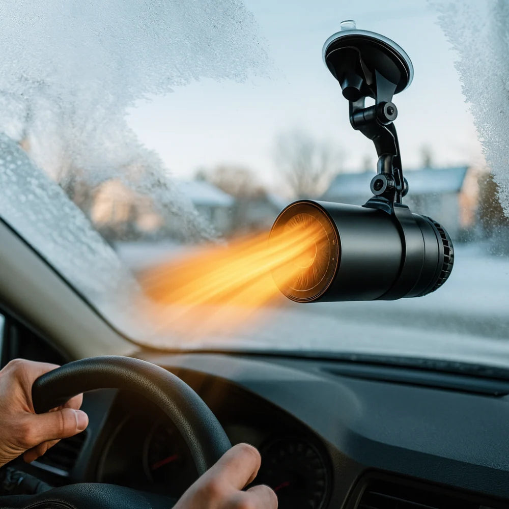 Auto Heizlüfter und Frontscheiben-Entfroster, 12 V, 150 W, mit 360 Grad verstellbarer Halterung