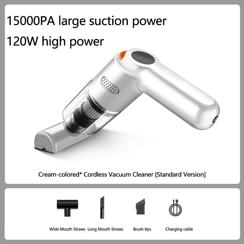 Akku-Handstaubsauger kabellos für Auto und Zuhause, 10.000 Pa, 4.000-mAh-Akku, 30 Minuten Laufzeit