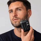 Mini-Elektrorasierer mit zwei rotierenden Scherköpfen, kompakt, per USB aufladbar