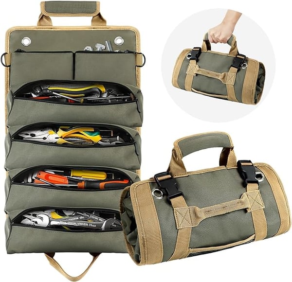 Werkzeugrollentasche mit 6 Fächern und abnehmbaren Taschen