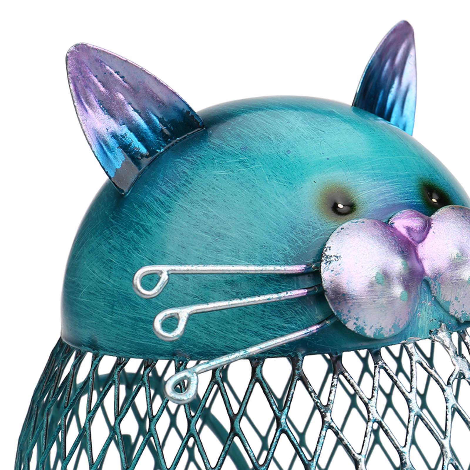 Katzen-Spardose aus Eisen mit Gitterkörper