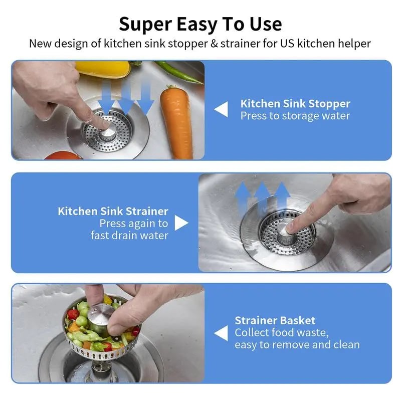Spülbecken-Sieb mit Stopperfeature – 3-in-1 Abflussschutz