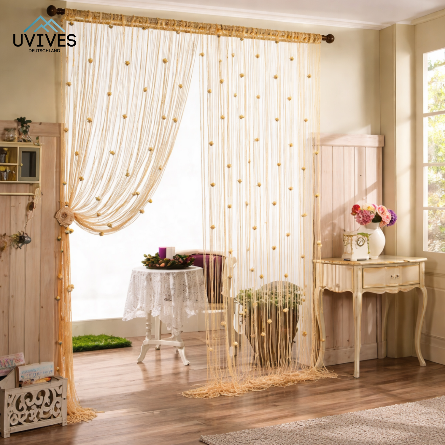 Elegante Vorhänge mit Rosen-Design für Privatsphäre