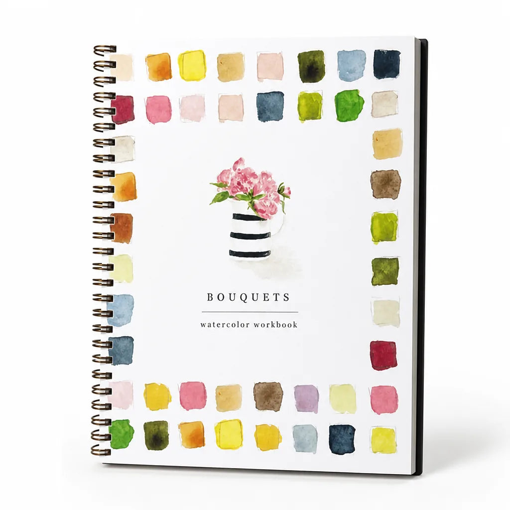 Aquarell-Malbuch für Anfänger mit 12 Motiven, Schritt-für-Schritt-Anleitungen, 120 lb Recyclingpapier