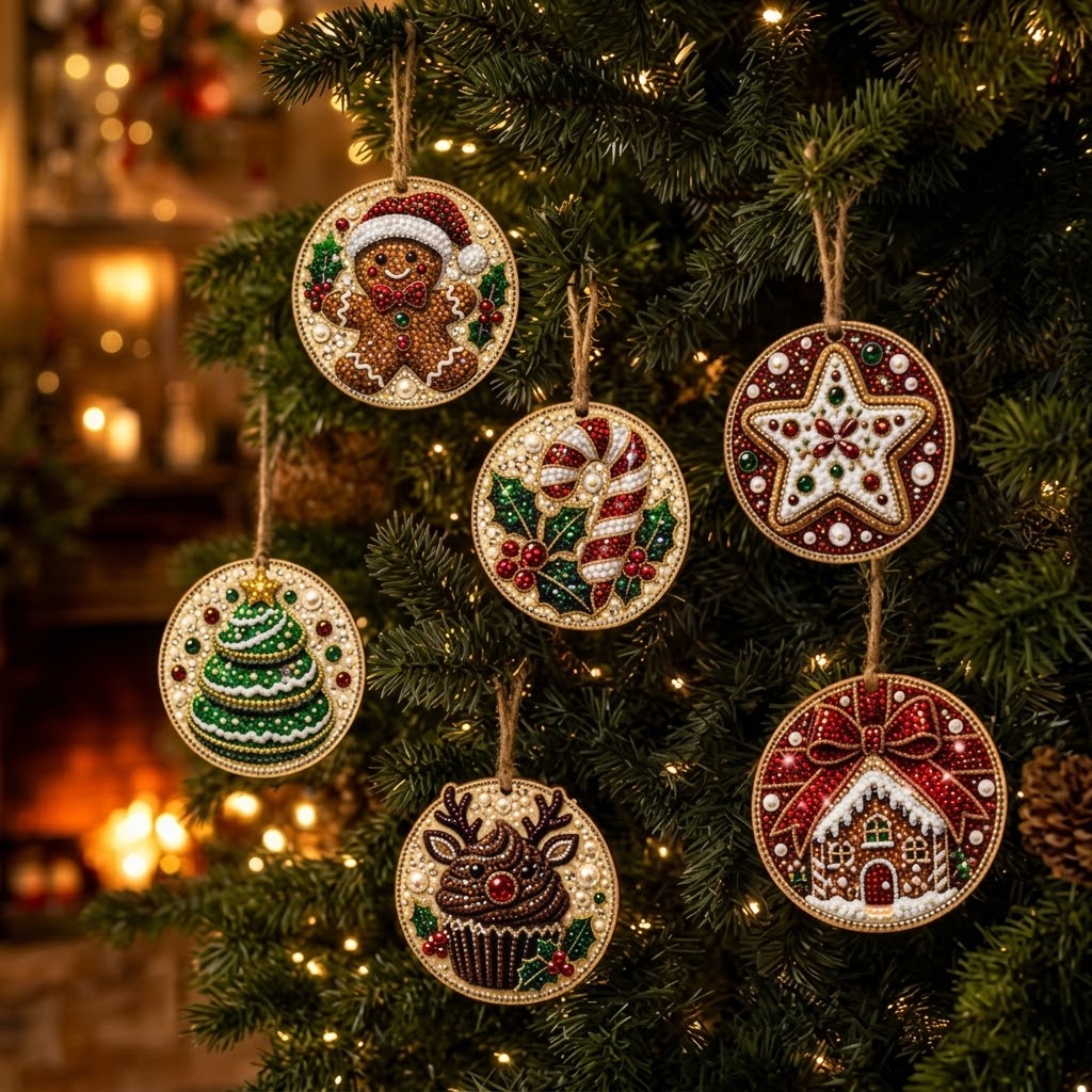 Diamond Painting Weihnachtsanhänger Set 6-teilig