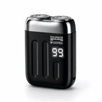 Mini-Elektrorasierer mit zwei rotierenden Scherköpfen, kompakt, per USB aufladbar