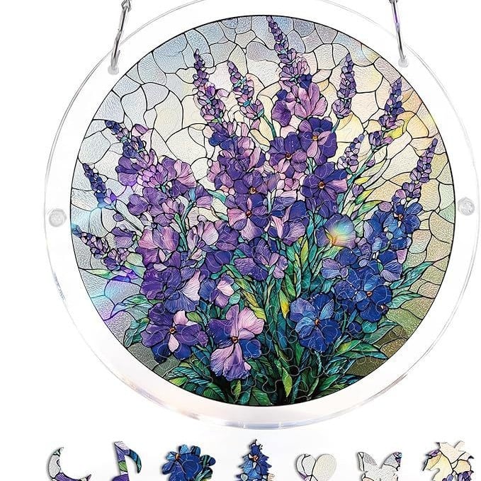 Acryl Puzzle-Fensterbild mit Lebensbaum-Motiv