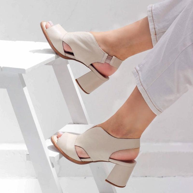 Ledersandalen mit Absatz und Komfortfussbett
