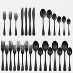Besteck-Set 24-teilig Edelstahl Schwarz