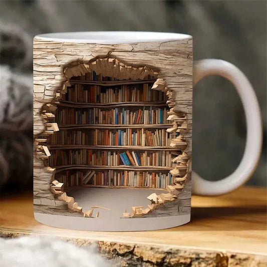 3D Bücherregal Tasse | Kreativ | Geschenkbereit zum Verschenken | Keramik