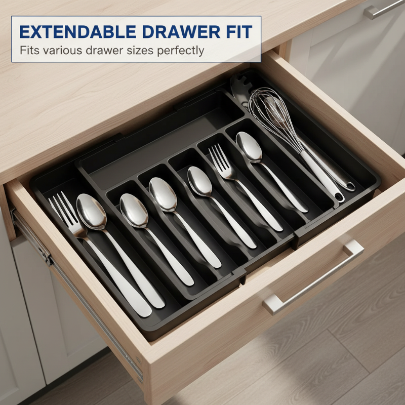 Besteck-Schubladenorganizer ausziehbar 33–57 cm