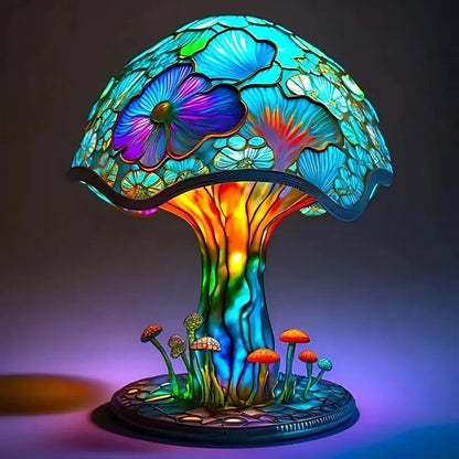 Tischlampe | Bunter Schirm | Warme Lichtwirkung | Glas