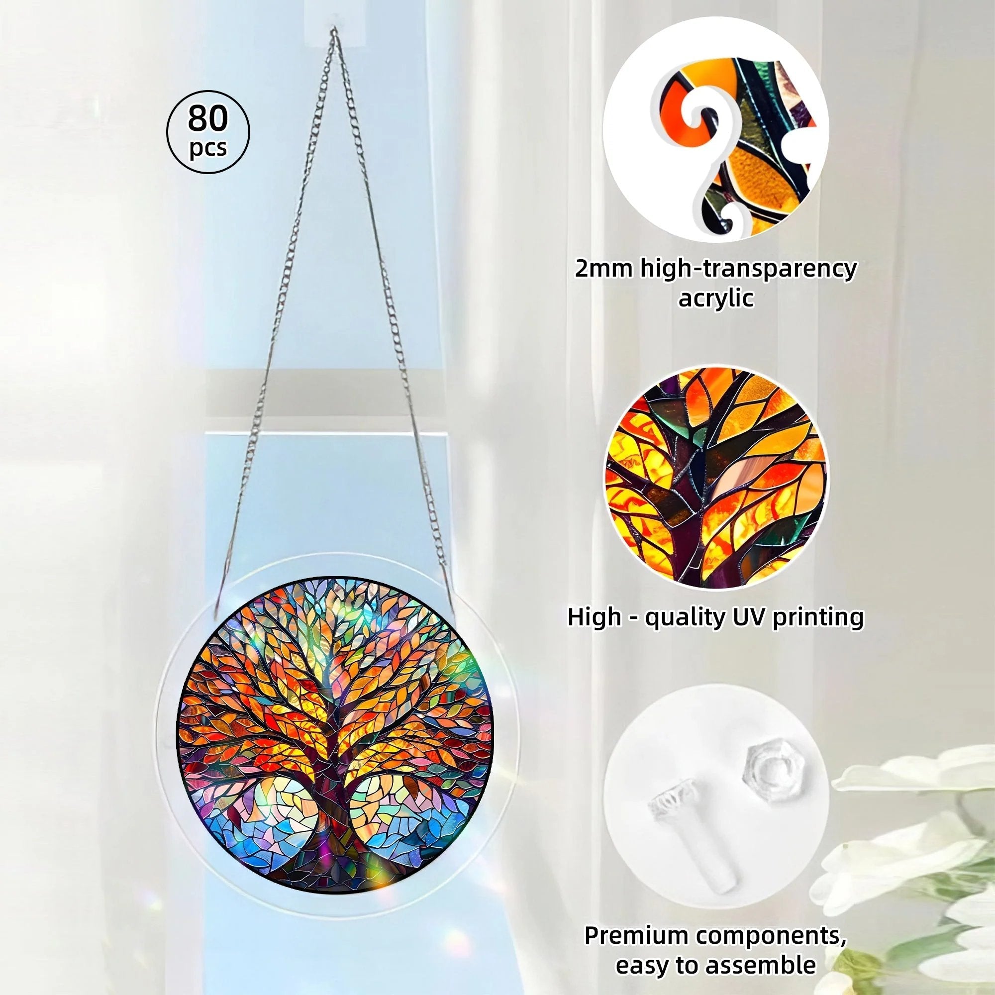 Acryl Puzzle-Fensterbild mit Lebensbaum-Motiv