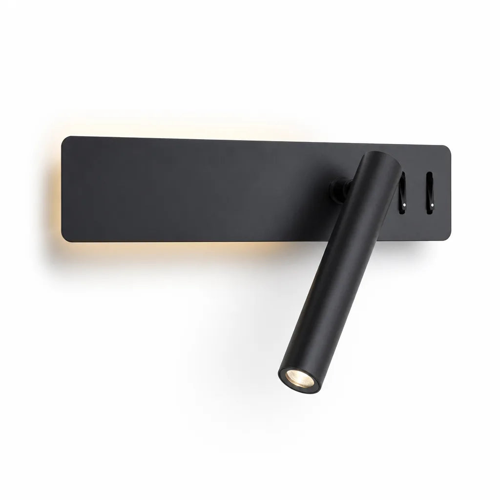 LED-Lesewandleuchte mit schwenkbarem Spot und Ambientelicht, Metall, 2 Schalter