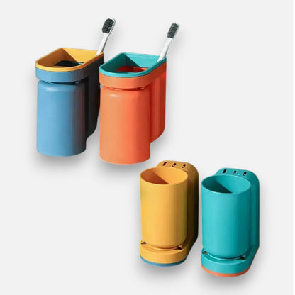Zahnbürstenhalter | Selbstklebend | Platzsparendes Design | Kunststoff