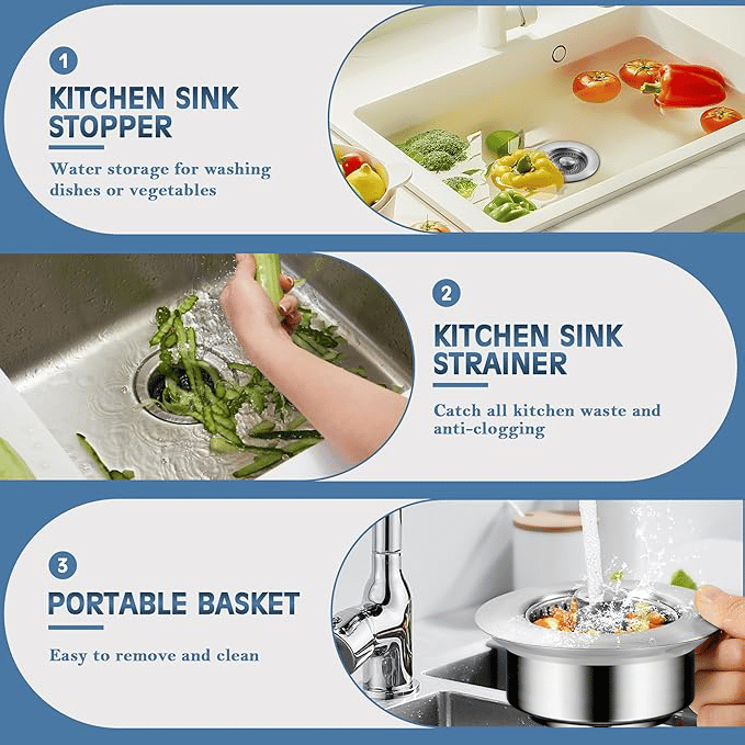 Spülbecken-Sieb mit Stopperfeature – 3-in-1 Abflussschutz