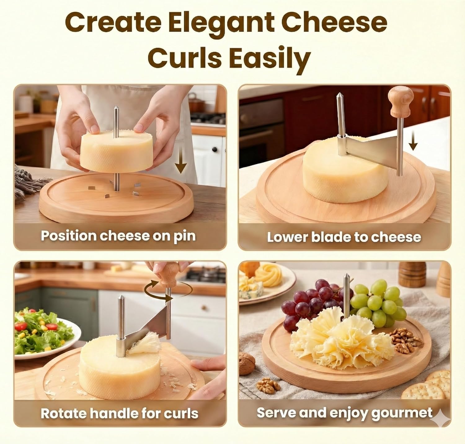 Käse-Hobel mit Edelstahl-Klinge – Elegante Rosetten