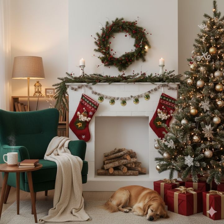 Schneekugel-Ornament mit Nähmotiv und Funkeleffekt