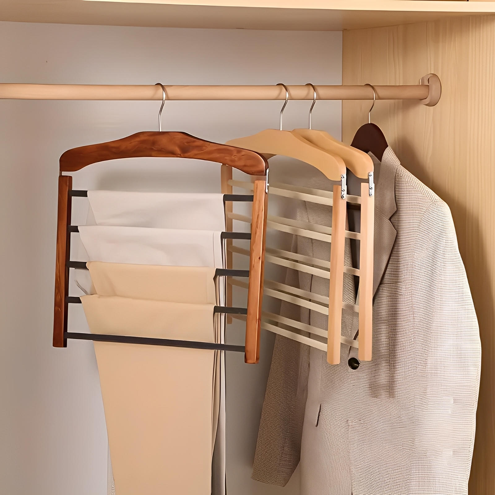 Hosenhalter mit mehreren Stangen aus Holz