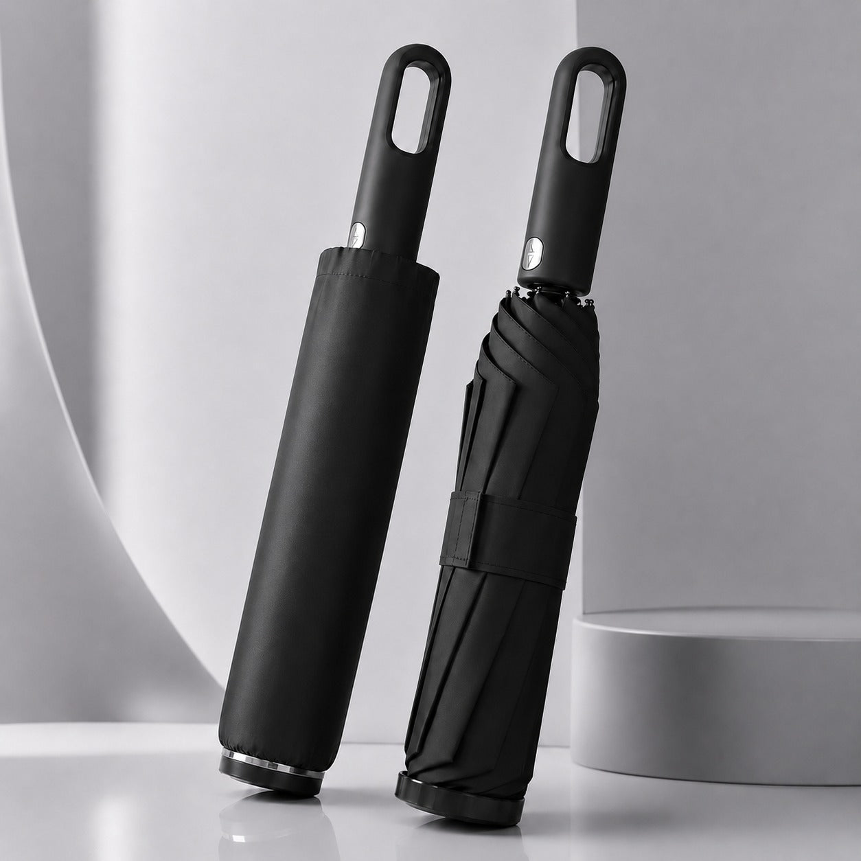 Taschenschirm mit Schutzhülle und Automatik – 10-Speichen